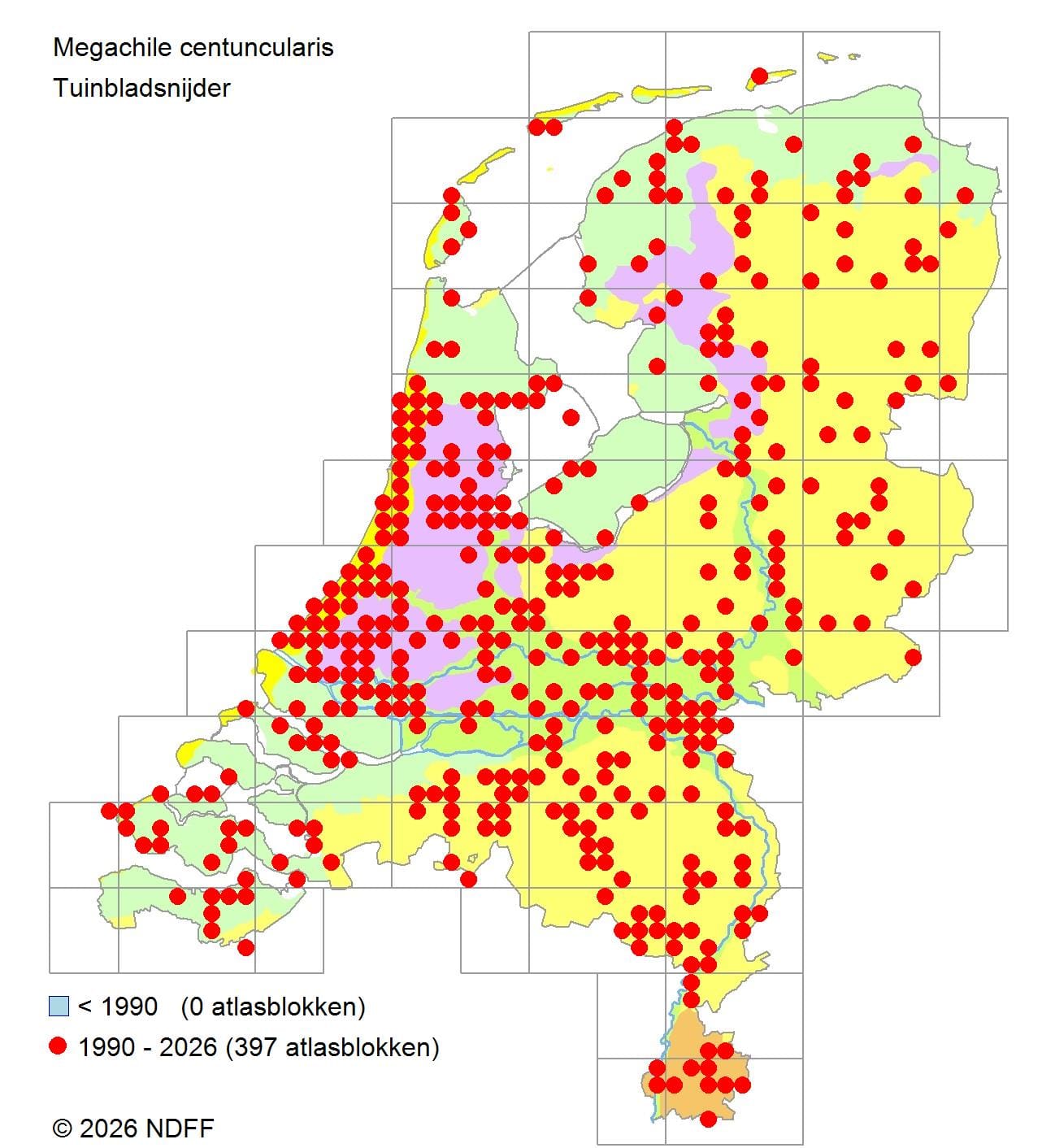 Verspreidingskaart Megachile centuncularis in Nederland
